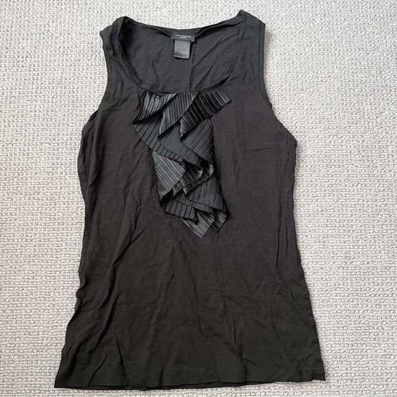 Ann Taylor Factory Black Ruffle Front Sleeveless Tank - XS - Picture 1 of 6